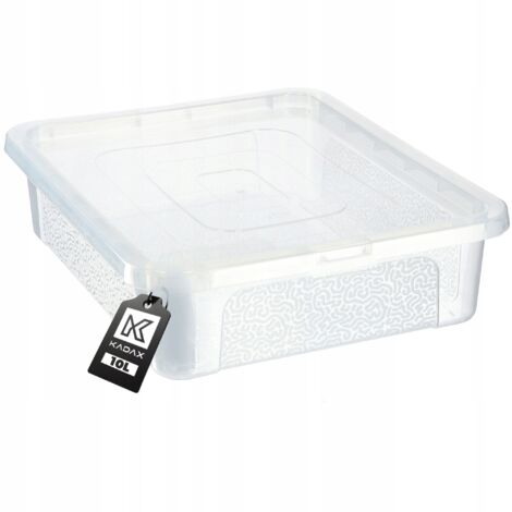 KADAX Contenedor de plástico de 10 litros con tapa, caja de almacenamiento transparente con cerradura