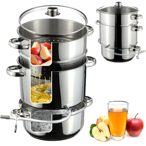 KADAX Exprimidor de cítricos 8L de acero inoxidable con tapa de cristal, apto para lavavajillas, para todas las cocinas, incluida la inducción (plateado) (1/5)