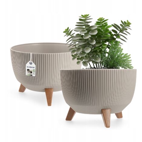 KADAX Macetero con patas + soporte para flores, 29 cm, color beige (1/5)