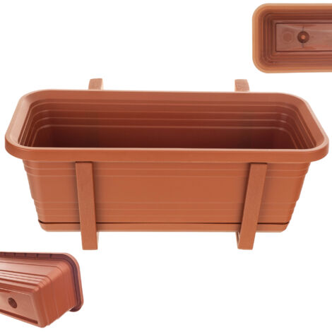 KADAX Jardinera para balcón Macetero Macetero 40 cm Soportes para barandilla de balcón (1/5)