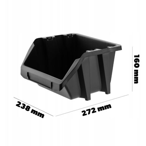 Cajas Plastico KADAX Caja Apilable Para Taller, Pequeña Caja Clasificadora De Plástico PP, En Diferentes Tamaños Y Colores, Cajas De Almacenamiento Para Pared (Negro, Juego De 20 Unidades, 187 X 158 Mm