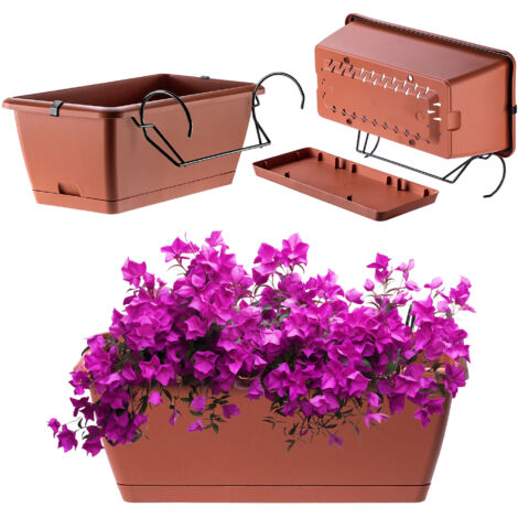 KADAX Jardinera en 2 tamaños y 4 colores - Jardinera de balcón de plástico duradero para terraza y alféizar de ventana (40 cm, Terracota) (1/5)