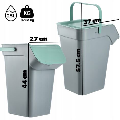 KADAX Papelera 4x25L Juego de clasificación de residuos Contenedor con asa