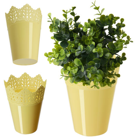 KADAX Macetero para Flores Plantas Amarillo 12 cm