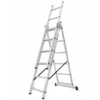 KADAX Escalera Transformable de 3 Tramos, Escalera Corredera de Aluminio, Escalera Doble para Trabajo Doméstico y Profesional (6 Peldaños)