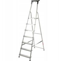 KADAX Escalera de aluminio de 7 peldaños, estante plegable para el hogar, 125 kg, producto polaco