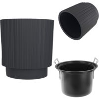 KADAX Maceta Decorativa con Inserto Interior - Redonda - Plástico - Interior y Exterior - Antracita - 30 cm