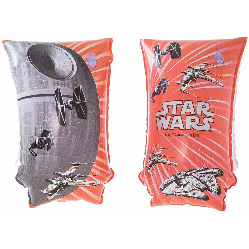 Bestway 91210 Manguitos hinchables infantiles diseño star wars rojo y gris 15x30 cm con de seguridad 2 aire para 6 12