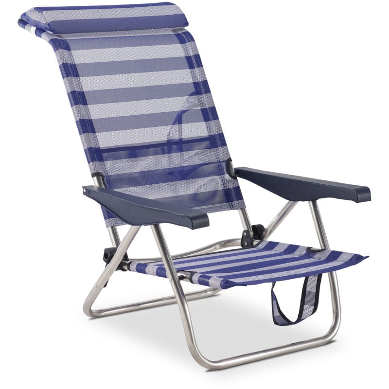 Silla de Playa Cama Plegable Solenny Reclinable con Respaldo Bajo y Asas 77x60x83 cm 4 Posiciones