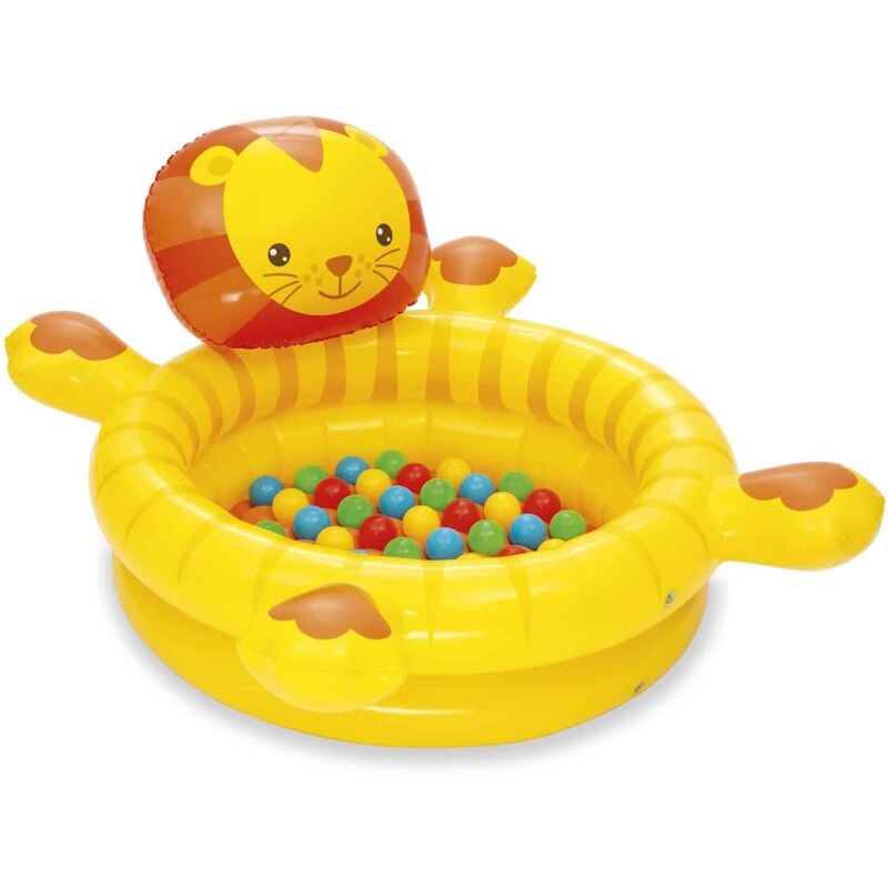 Piscina de Bolas Hinchable Infantil León con 50 Bolas de Colores Bestway 111x98x61,5 cm - 52261