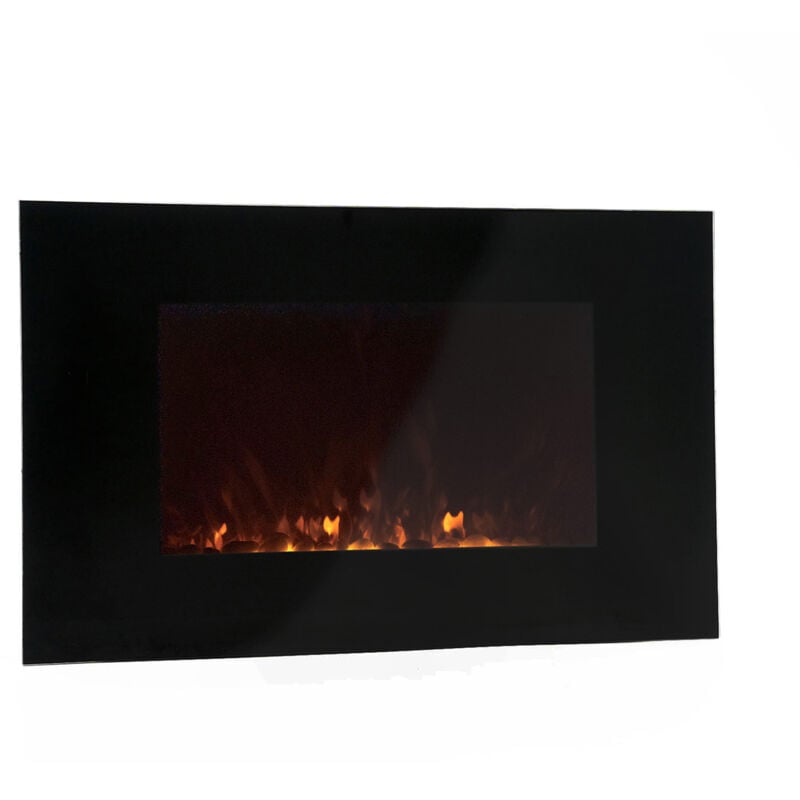 Chimenea 2000 W kekai dakota 90x15x56 cm con simulación de fuego pared negra 2000w 88x15x56