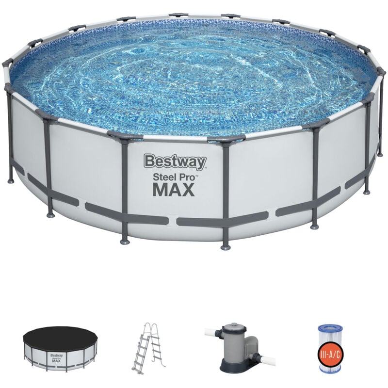 Piscina Desmontable Tubular Bestway Steel Pro Max 488x122 cm con Depuradora Cartucho 5.678 L/H