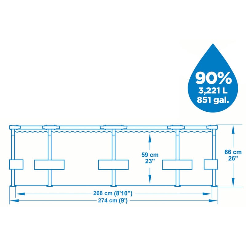 Piscina Desmontable 221x150x43 Cm. Bestway 56401 - Juguetilandia