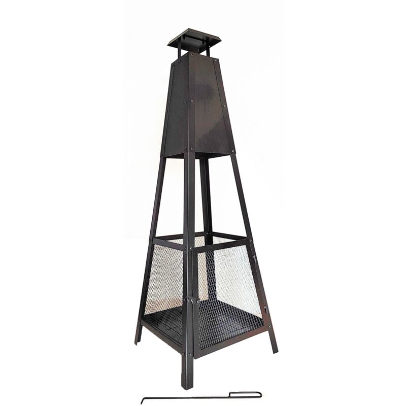 Chimenea Uso Exterior kekai akita totem 40x40x140 cm en acero diseño piramidal y