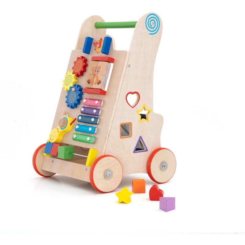 Andador para Bebés Multiactividades Montessori Robincool Salamina 33x31,5x52 cm de Madera Eco Estimula el Desarrollo Psicomotor