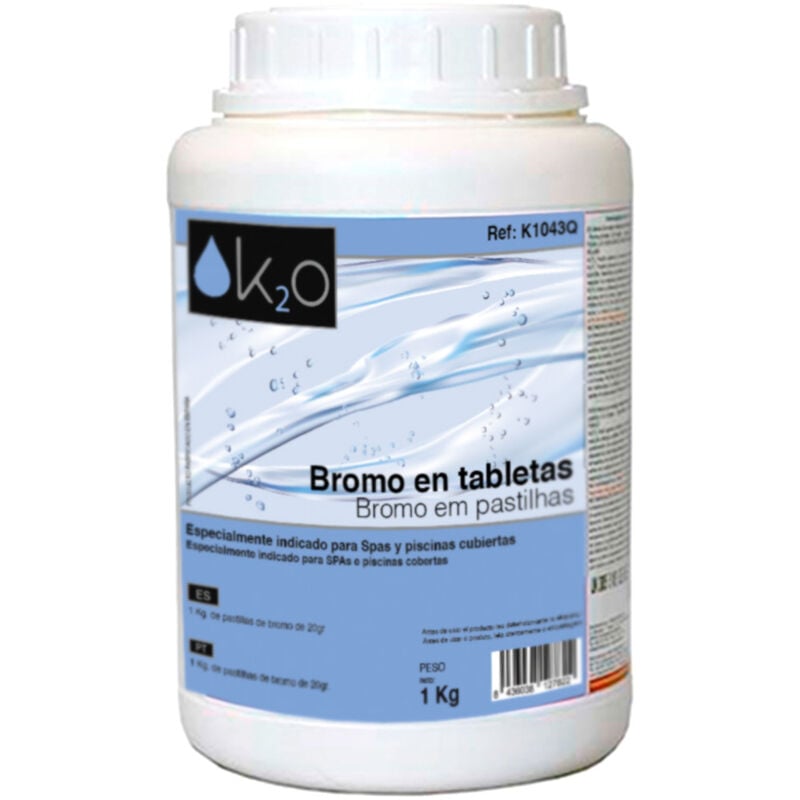 Bromo Para Spas y Piscinas en Tabletas K2O Bote de Pastillas 1 Kg