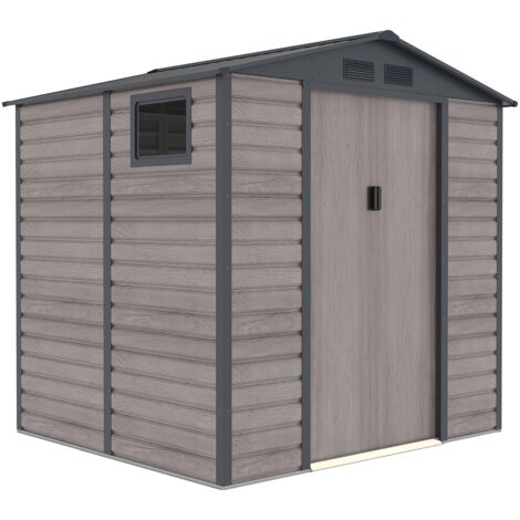 Caseta Metálica Gardiun Surrey 4,07 m2 Exterior 213x191x211 cm de Acero con Ventana Lateral y Efecto Madera Veteada
