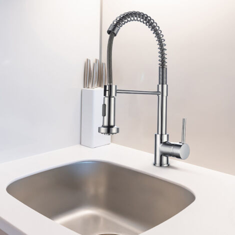 Grifo de Cocina K2O Dock 27x5x41cm Grifo Monomando con Muelle, Caño Giratorio 360° y Extraíble, Agua en 2 Funciones y Aireador