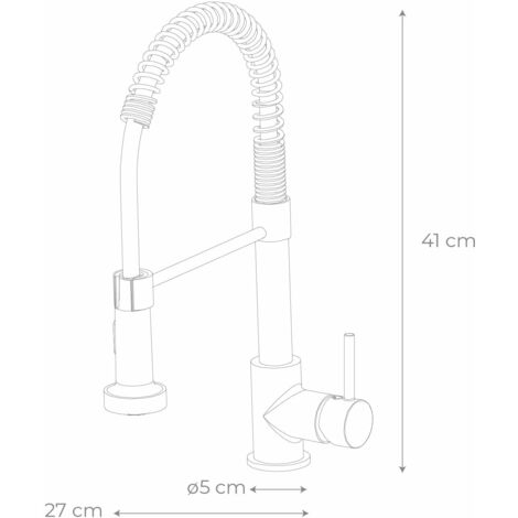 Grifo de Cocina K2O Dock 27x5x41cm Grifo Monomando con Muelle, Caño Giratorio 360° y Extraíble, Agua en 2 Funciones y Aireador