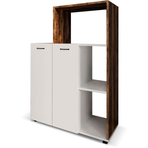 Armario Multiusos CATTERHOUSE Delfos 123 de 90x41x123cm con 3 Compartimentos, 2 Puertas y 1 Balda Interior de Altura Ajustable