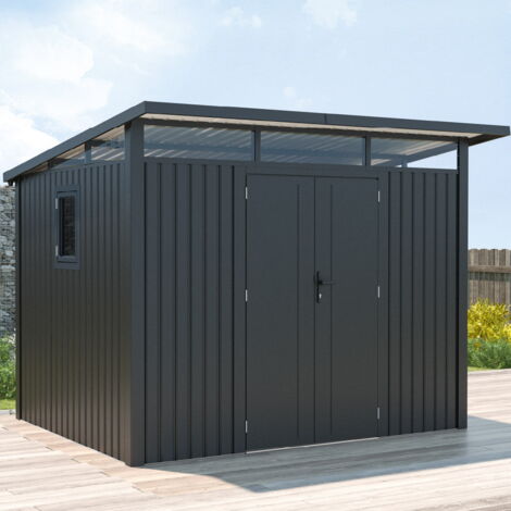 Caseta Metálica De Jardín Gardiun Grunewald - 7 M², 304x232x228 Cm - Con Ventana Lateral Y Puerta Doble, De Acero Galvanizado