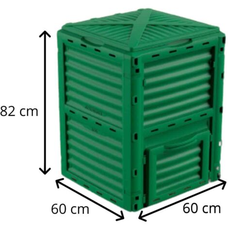 con Capacidad de 300 L Zerone Compostador de Jardín Marrón 60 x 60 x 83 cm