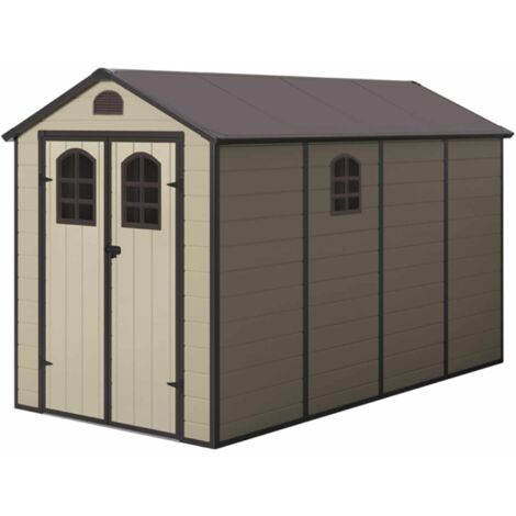 Caseta de Resina Gardiun Alessia C - 6,88 m² 188x366x225 cm con Suelo y Ventanas Beige