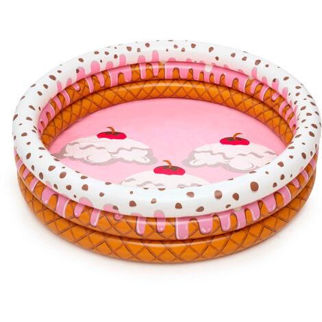 PISCINA 3 ANILLOS INFANTIL HELADO INFANTIL 160X38 CM PASTEL REDONDO INFLABLE BESTWAY