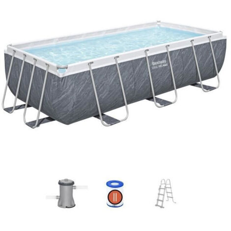 Kit Piscina fuera del suelo BESTWAY Steel Pro Max - 404 x 201 x 100 cm - Rectangular (Filtro de cartucho, escalera, 1 cart) (1/5)
