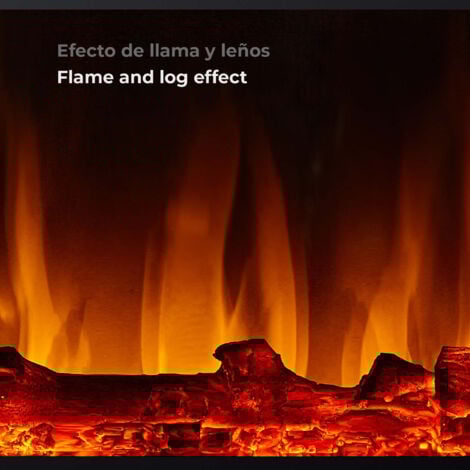 Chimenea Eléctrica de Pared 2000W Kekai Iowa 55x22x43 cm con Simulación de Fuego Negra Mando Incluido para Interior
