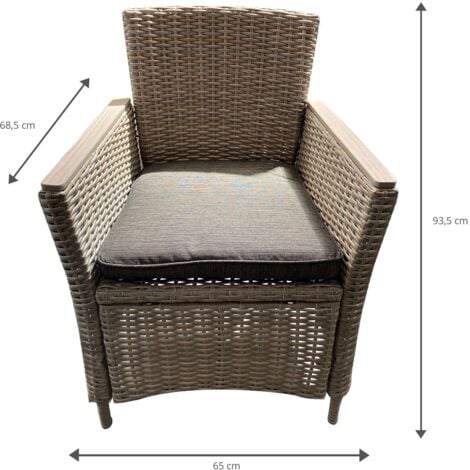 Sillón de Ratán Sintético y Acero Chillvert Turin 65x68,5x93,5 cm con Cojín Antracita