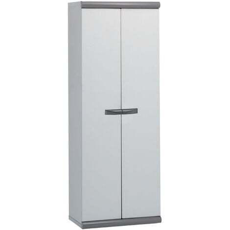 Armario Alto de Jardín 2 Gardiun 62,5x39x169 cm Gris 2 Puertas 3