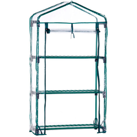 Invernadero PVC/Acero Gardiun Leaf I 3 Estantes 69x49x130 cm Verde con Puerta con Cremallera