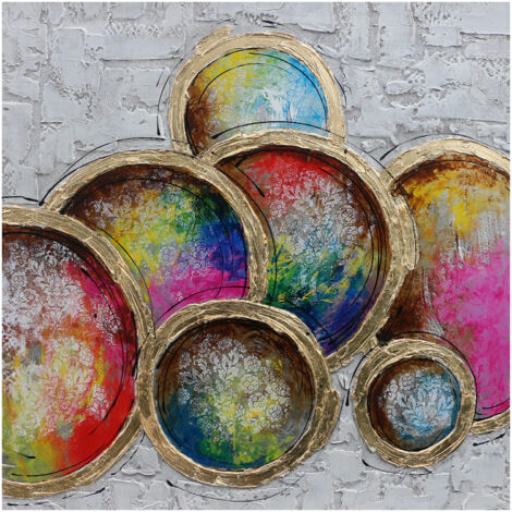 Cuadro Platos de Color Kuatéh 100 x 100 cm Óleo sobre Lienzo