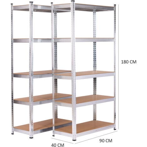Pack 2 Estanterías Metálicas medidas 180x90x30cm, 5 Baldas