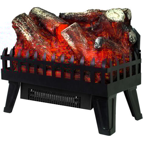 Chimenea Decorativa Eléctrica Uso Interior con Efecto Fuego de Leña Portátil Kekai Utah 47.5x22x40.36 cm 2 Niveles Calefactor
