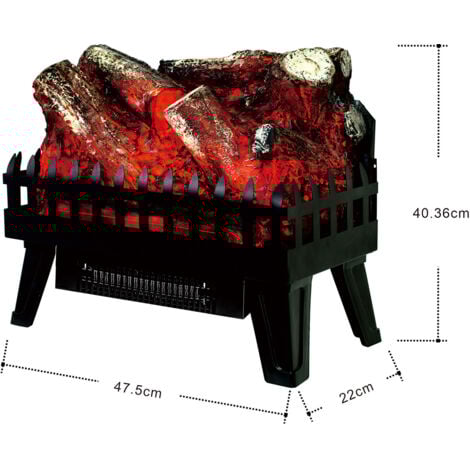 Chimenea Decorativa Eléctrica Uso Interior con Efecto Fuego de Leña Portátil Kekai Utah 47.5x22x40.36 cm 2 Niveles Calefactor