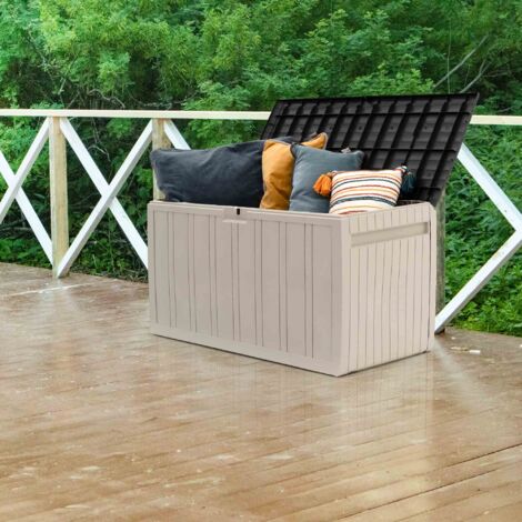 Baúl de Almacenaje Gardiun Top 117x45,5x57,50 cm 270L Montaje en Clic  Fabricado en Resina  Sistema de Cierre para Candado  Diseño Bicolor