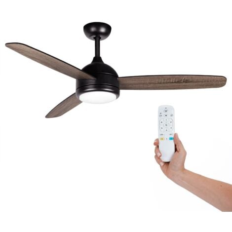 Ventilador de Techo Kekai Siroco Negro DC 132x40cm 55W Negro con Aspas de Madera, Luz Regulable, Temporizador y Aplicación Smart