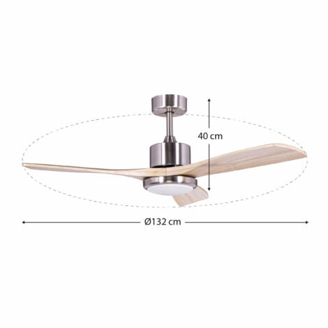 Ventilador de Techo Kekai Tramontana DC 132x40cm 55W Plata con Aspas de Madera, Luz Regulable, Temporizador y App Smart