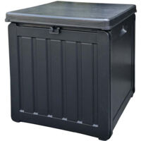 Baúl de Resina para Exterior Gardiun Soften Small 42,8x42,8x46,4 cm Capacidad 76L, Cinta de Sujeción para Tapa y Asas Laterales