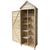 Armario Multiusos para Jardín Gardiun Candy 35x70x177 cm en Madera con Puerta Abatible y Cerrojo Cubierta de Acero Galvanizado