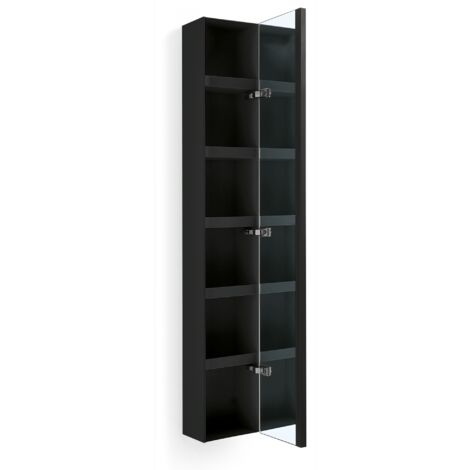 Lineabeta - Colonne avec porte miroir Ciacole L.160X25 cm noir (1/2)
