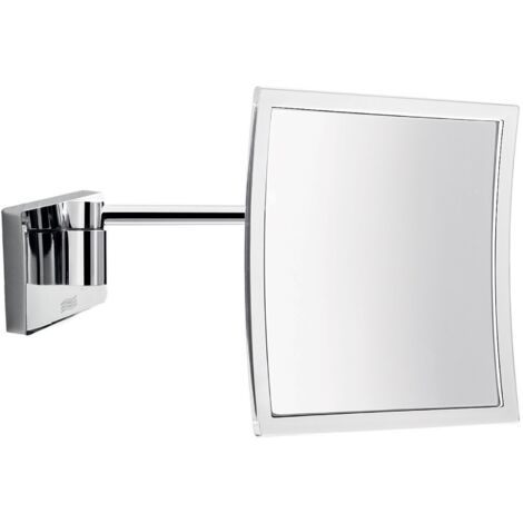 Inda - Miroir mural grossissant 3x carré en chrome poli