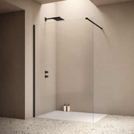Siro - Cabine de douche à l'italienne 90 cm noir mat / (1/3)