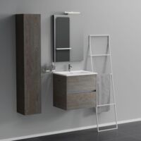 Inda - Mobile bagno 2 cassetti L.60 con lavabo specchio e lampada