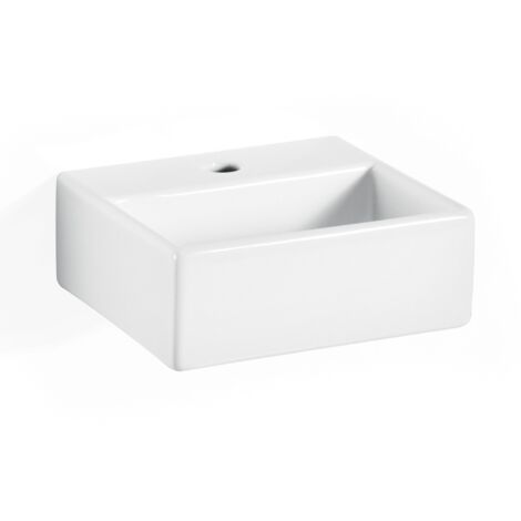 Waschbecken Flora Slim 45 Cm, Weiß, Keramik – Mit Hahnloch & Überlauf, Schlankes Design Für Kleine Bäder