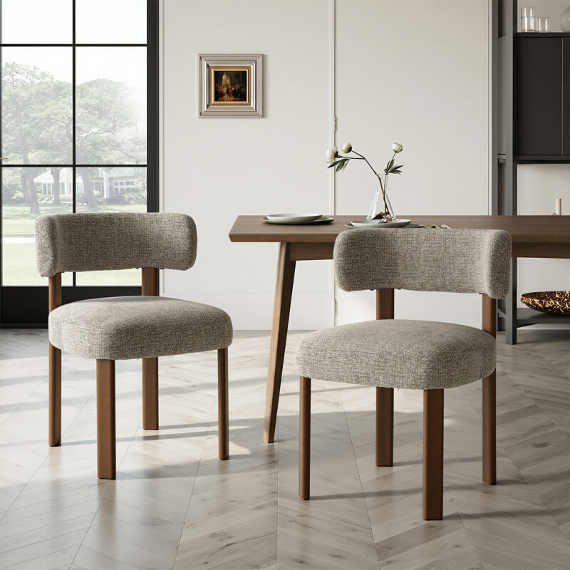 Lot De 6 Chaises De Salle À Manger Scandinave Fauteuil Assise Rembourrée En Tissu, Beige à Prix