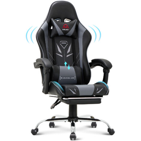 COLAMY Chaises de bureau - Chaise gaming ergonomique, avec repose-pieds, capacité de charge maximale 136kg-gris