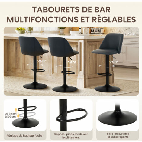 COLAMY Lot De 4 Tabourets De Bar, Pivotants à 360